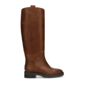 Cognacfarbene Lederstiefel mit hohem Schaft Cognacfarbene Lederstiefel mit hohem Schaft