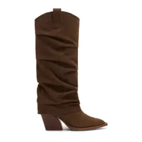 Braune Veloursleder-Cowboystiefel mit Umschlag Braune Veloursleder-Cowboystiefel mit Umschlag